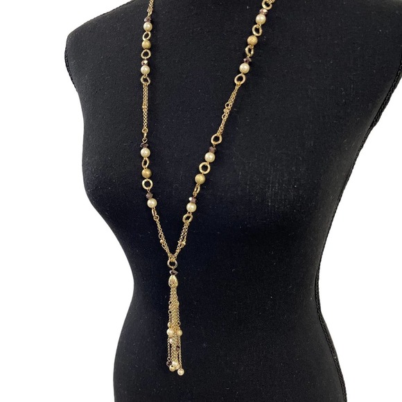 Artique Gold Pearl Necklace Earrings Set - Picture 4 of 4